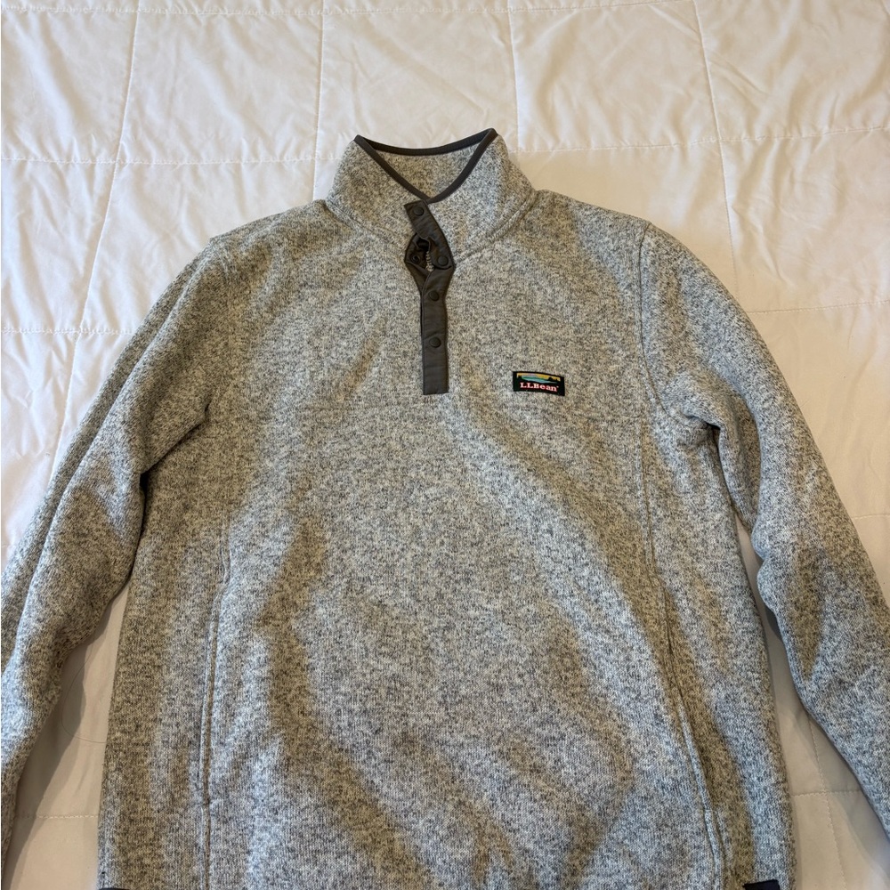 L.L. Bean Gray Zip Up Sweater with Textured Finish